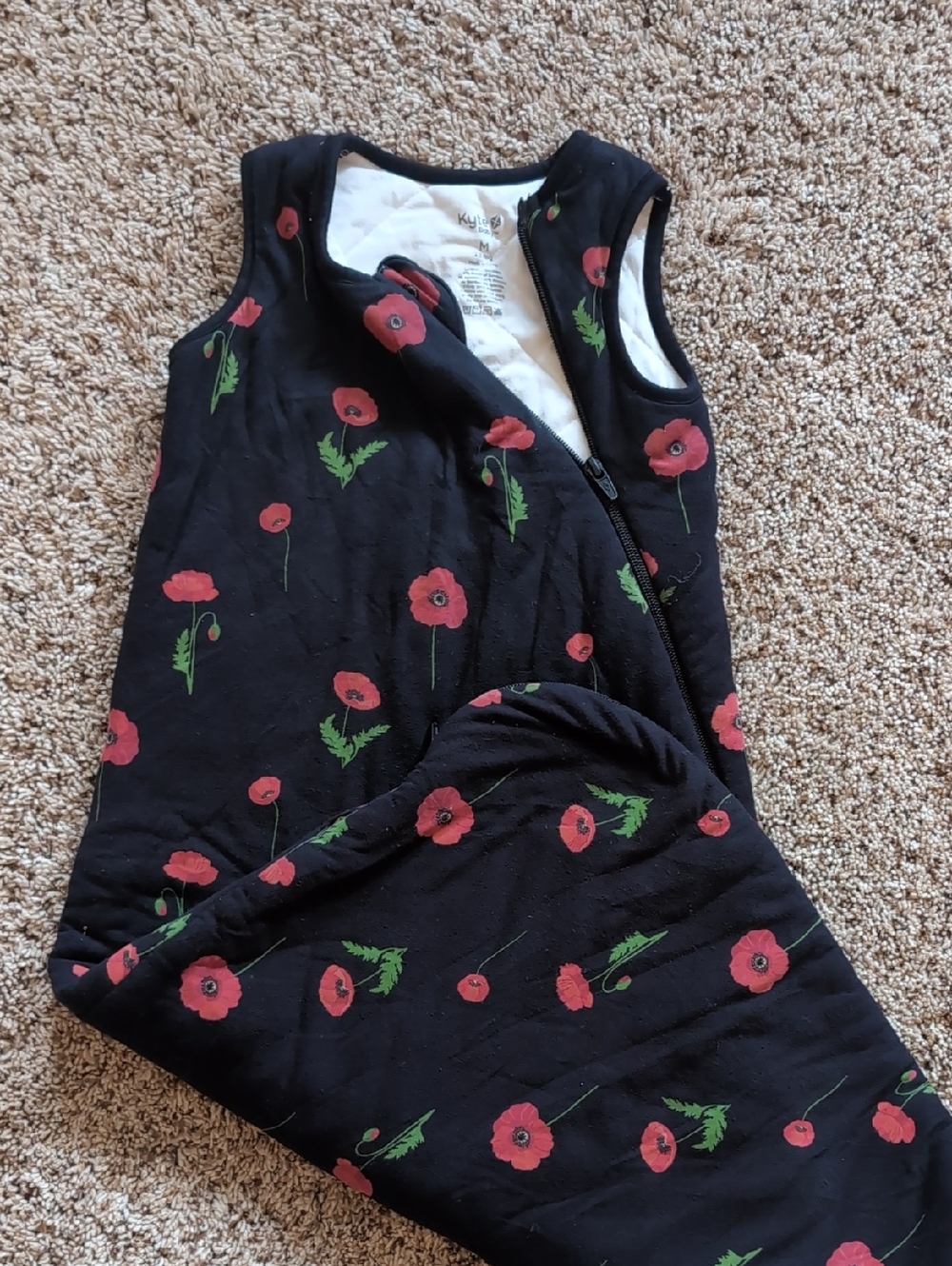 Kyte BABY Black Sleep Sack with Red Poppy Print